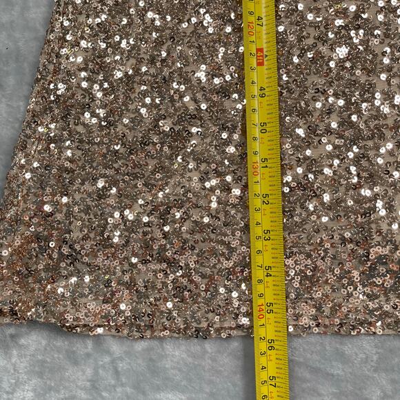 Belle Badgley Mischka Dress Womens 14 Gold Sequin Maxi Formal Wedding MOB - Picture 8 of 14